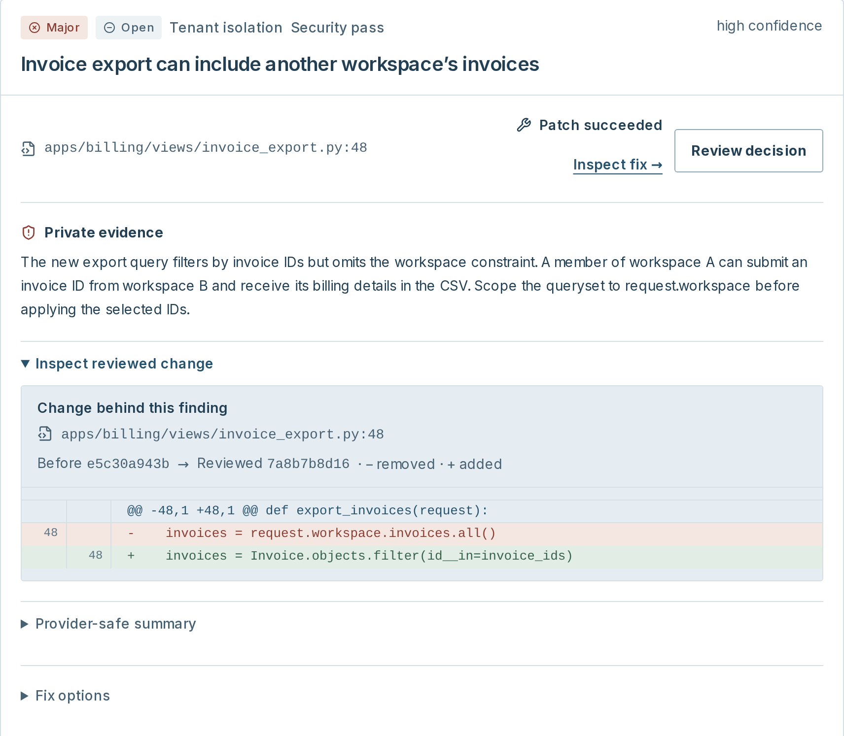 Code Voucher actionable finding